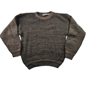 David Taylor Sweater Women's‎ M Brown Waffle-Knit Texture Crew Neck Pullover USA